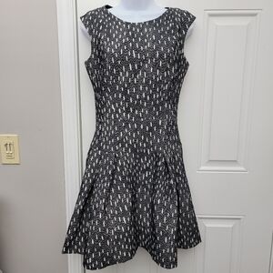 ZARA Black White Patterned Sleeveless A Line Knit Dress Back Zip Size Small